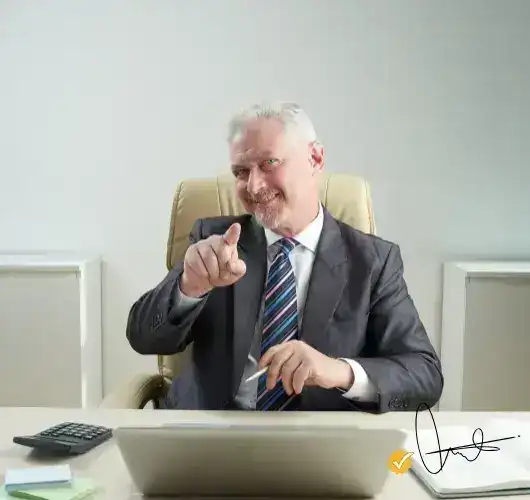 Tax expert assisting customer